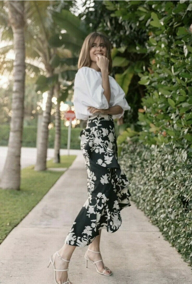 スカート LENINA JOHANNA print skirt_flower ◇LENINA◇ JOHANNA print skirt_flower Johanna 14x9 Black