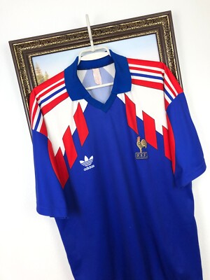France Home football shirt 1990 Soccer Adidas Jersey Mens National
