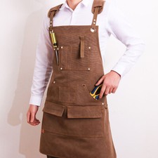 Denim Canvas Work Apron Multi Pocket Chef Painter Baker Barber Uniform Shop Home
