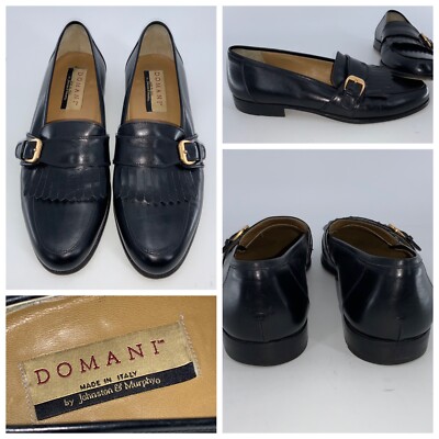Johnson Murphy Domani Kiltie Buckle Loafers 8 M Black 