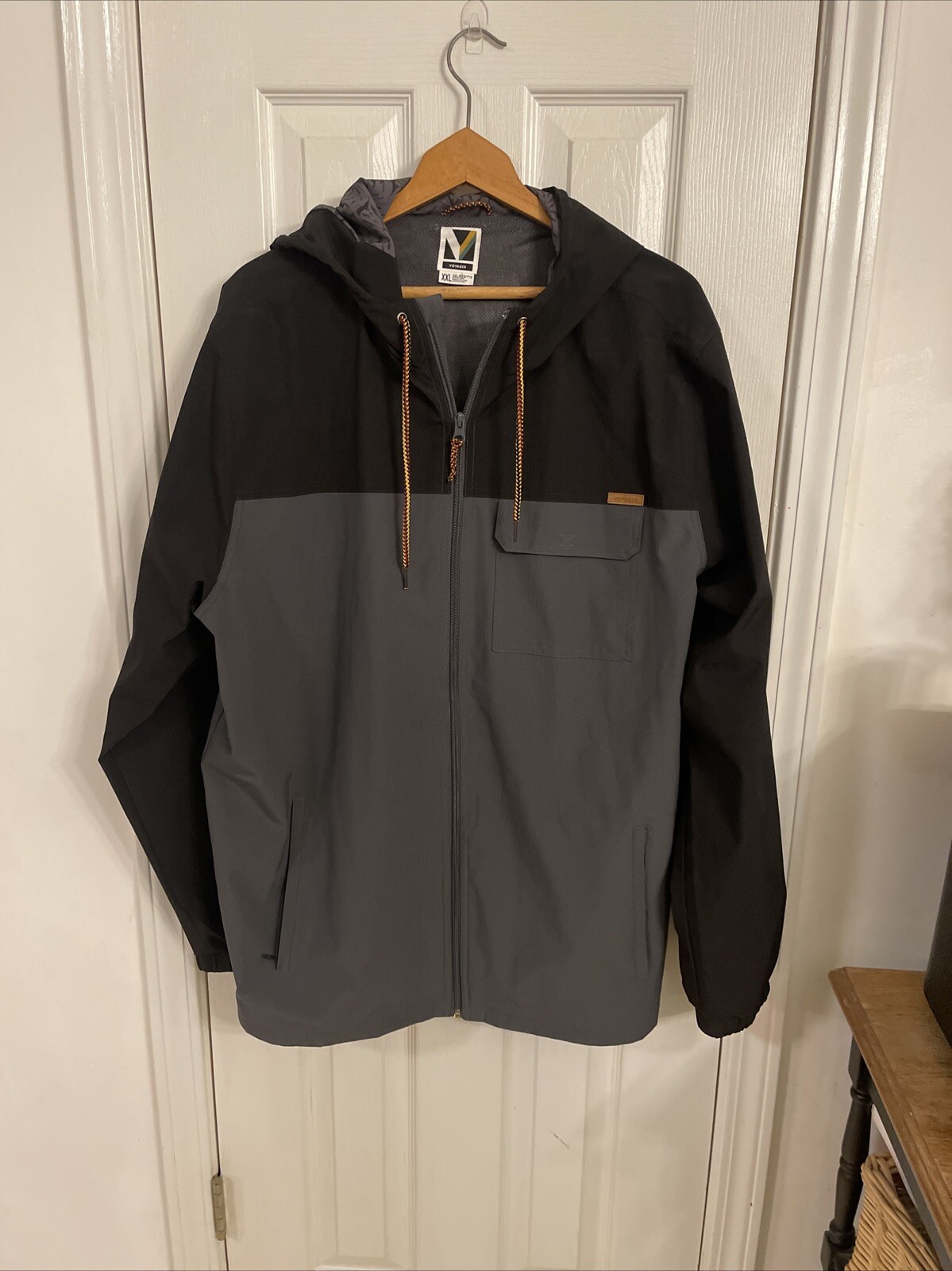 Voyager Men’s Windbreaker Rain Jacket  2XL Blue Gray Full Zip Hooded
