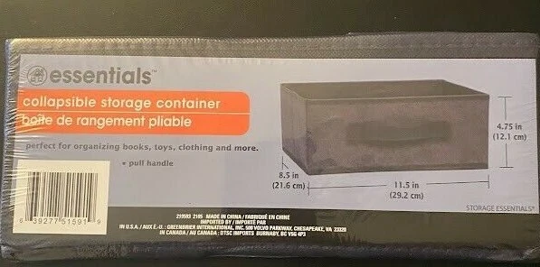 Essentials Collapsible Storage Bin Container with Handle,11.5x8.5x4.75in  NAVY B | eBay
