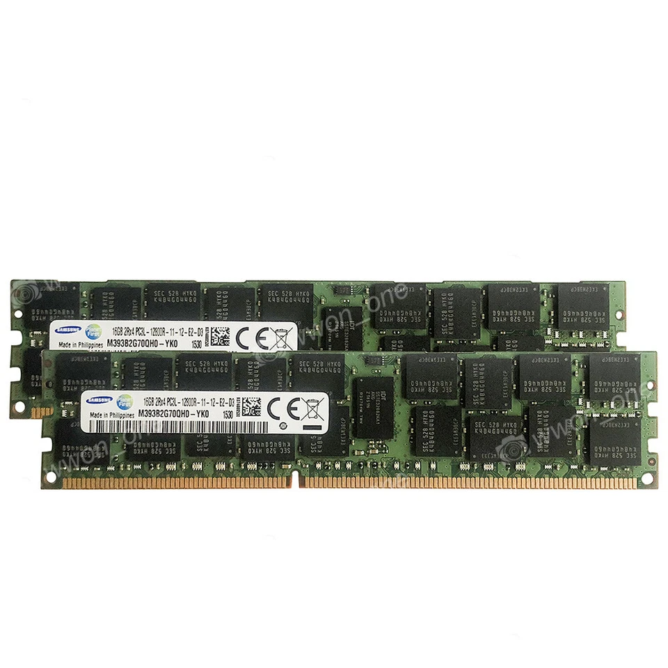 Samsung 32GB 2X16GB PC3L-12800R DDR3-1600Mhz 1.35V 240Pin ECC REG Server Memory - Image 2 of 4