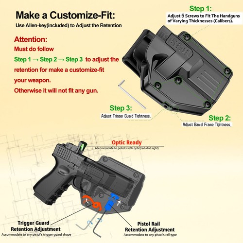 Holster Fit Para Ordnance P10 P16 P18 Rock Island Armory BBR SA 1911 MS MAPP FS - Picture 3 of 7