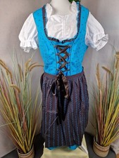 Sheego Dirndl Blau Braun Trachtenkleid Kleid Oktoberfest Damen Übergröße -Gr. 44