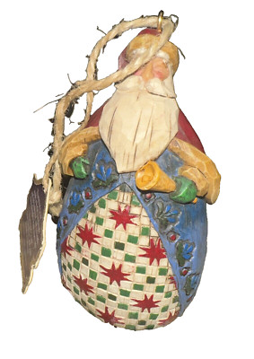Vintage Jim Shore Santa Claus Quilt Christmas Ornament With Tag