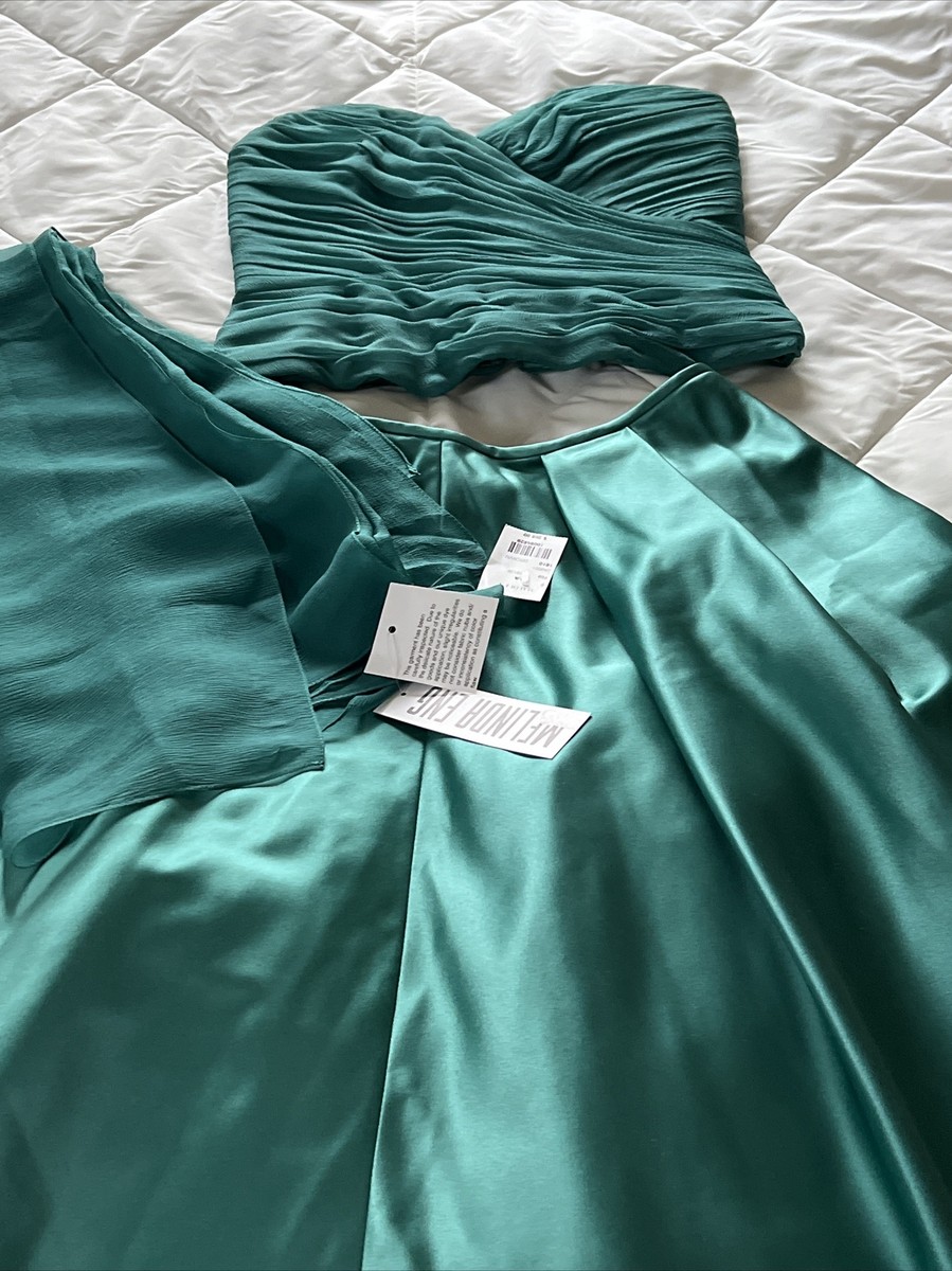 green strapless wedding guest dress Soleil