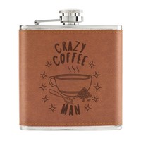 Crazy Kaffee Mann Stars 170Ml Pu-Leder Flachmann Hellbraun Dad Boyfriend Addict
