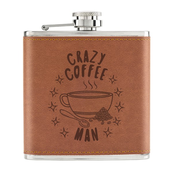Crazy Kaffee Mann Stars 170Ml Pu-Leder Flachmann Hellbraun Dad Boyfriend Addict-image