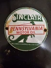 Vintage Sinclair Gasoline Sign - Porcelain Service Station Gas Pump Plate Sign