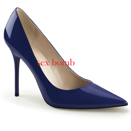 Sexy DECOLTE' a PUNTA tacco 10 dal 35 al 46 BLU NAVY LUCIDO scarpe GLAMOUR  Chic | eBay