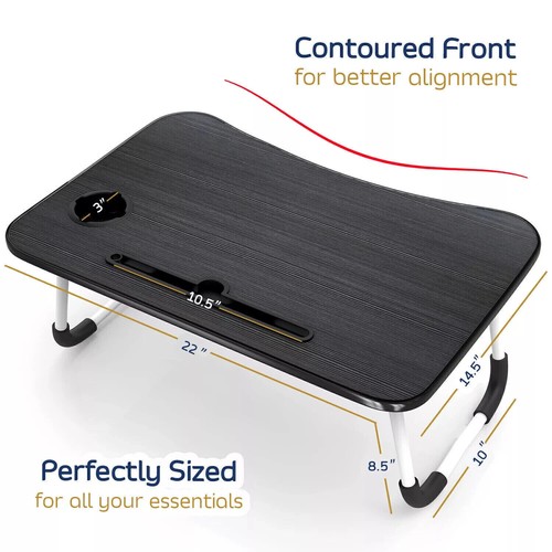 Foldable Laptop Tray Lap Desk Stand Adjustable Bed Table Notebook Tray Cup Slot - Afbeelding 5 van 7
