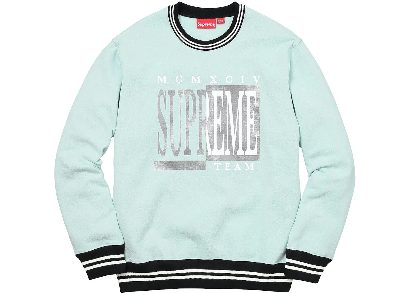 Col rond bleu glace Supreme team FW17 neuf avec étiquette taille XL