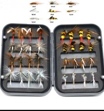 Fliegen Set 32er Box   Nass/Trocken Angeln Fischen Forellen Köder Trout Bait