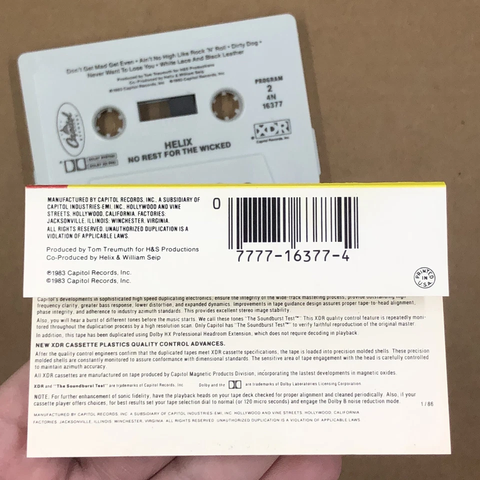 HELIX Cassette Tape 80s Metal NO REST FOR THE WICKED NEVER WANT TO LOSE YOU Foto 4 de 4