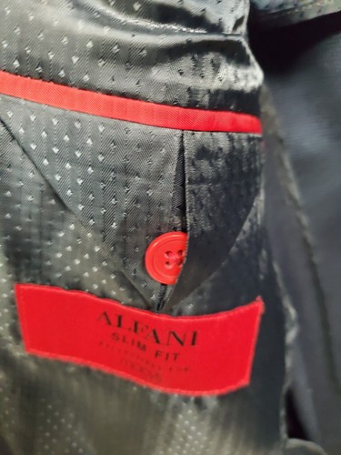 Alfani Men's 42R Slim Fit Suit Jacket NWT Blue 2 Button Retail $250 NEW - Picture 7 of 9