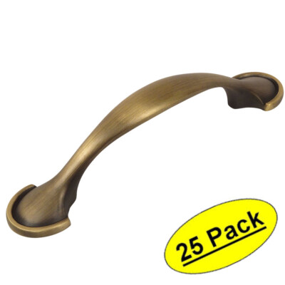 *25 Pack* Cosmas Cabinet Hardware Brushed Antique Brass Handle Pulls #6632BAB