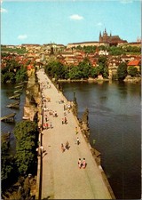 Prague Charles Bridge and Castle View Czech Republic Continental Postcard B711