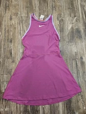 Women's Nike Court Slam Dri Fit Tennis Dress Sz S FQ2126-518 Fuchsia Pink 