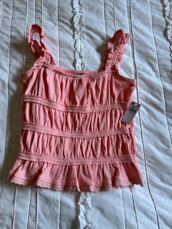 Old Navy Girls Large 10/12 Coral Ruffled Tank Top