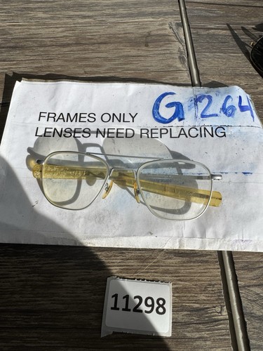 52-20mm 5 1/2" AMERICAN OPTICAL MATTE-SILVER CRYSTAL ORIGINAL PILOT Frames. - Picture 1 of 8