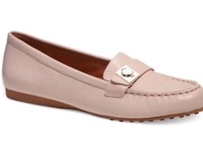 Kate Spade Camellia Pebbled Moccasin, Loafer Leather Shoe Pale Vellum Size 10