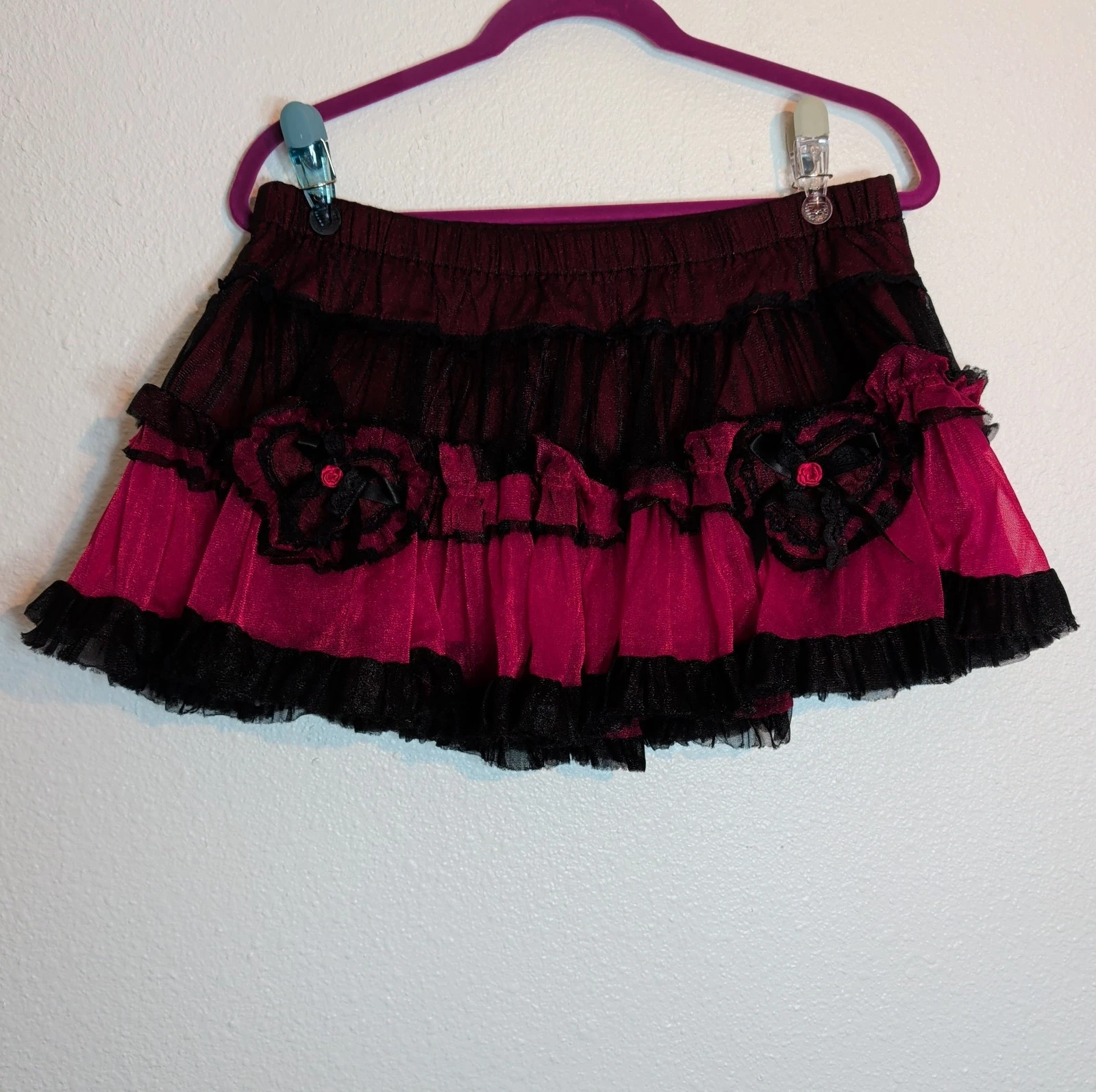 Tripp NYC Vtg Daang Goodman Red Black Tiered Tutu Mini Skirt Goth Punk Large #CY
