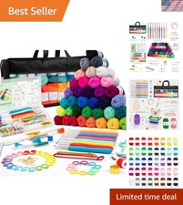 Complete 113 Piece Crochet Set with 1600 Yards Assorted Yarn - Perfect for All