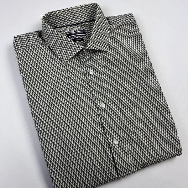 Men Tommy Hilfiger Shirt Green Cotton 40 /L / 48