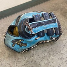 Alcaria Blue/Black Leather Baseball Gloves with Finger Guards, Used