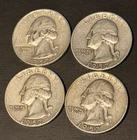 Washington Quarters 90% Silver Lot Of 4 1957 mixed mint marks 25cents