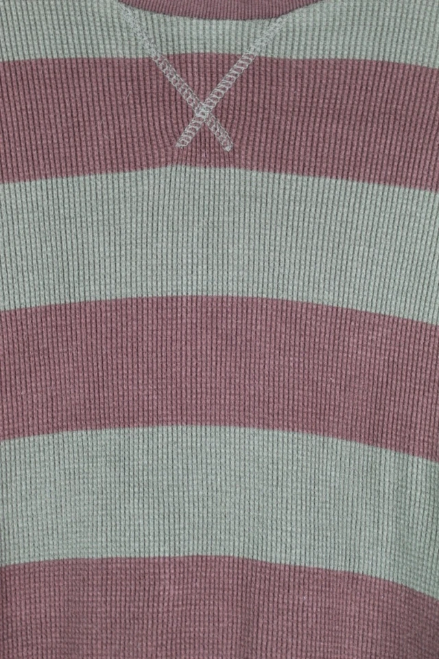 Timberland Hombres Manga Larga Henley Waffle Tejido Camisa Rayas Verde y Marrón XL Foto 2 de 4