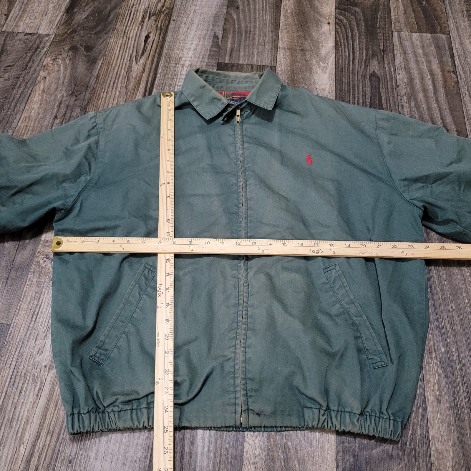 Vintage 90s Polo Ralph Lauren Harrington Bomber Jacket Plaid Lined Green Mens M