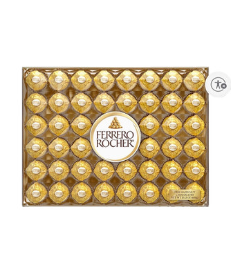 Ferrero Rocher, Milk Chocolate Hazelnut Candy, 21.2 oz 48 Ct Sweets Gift Holiday