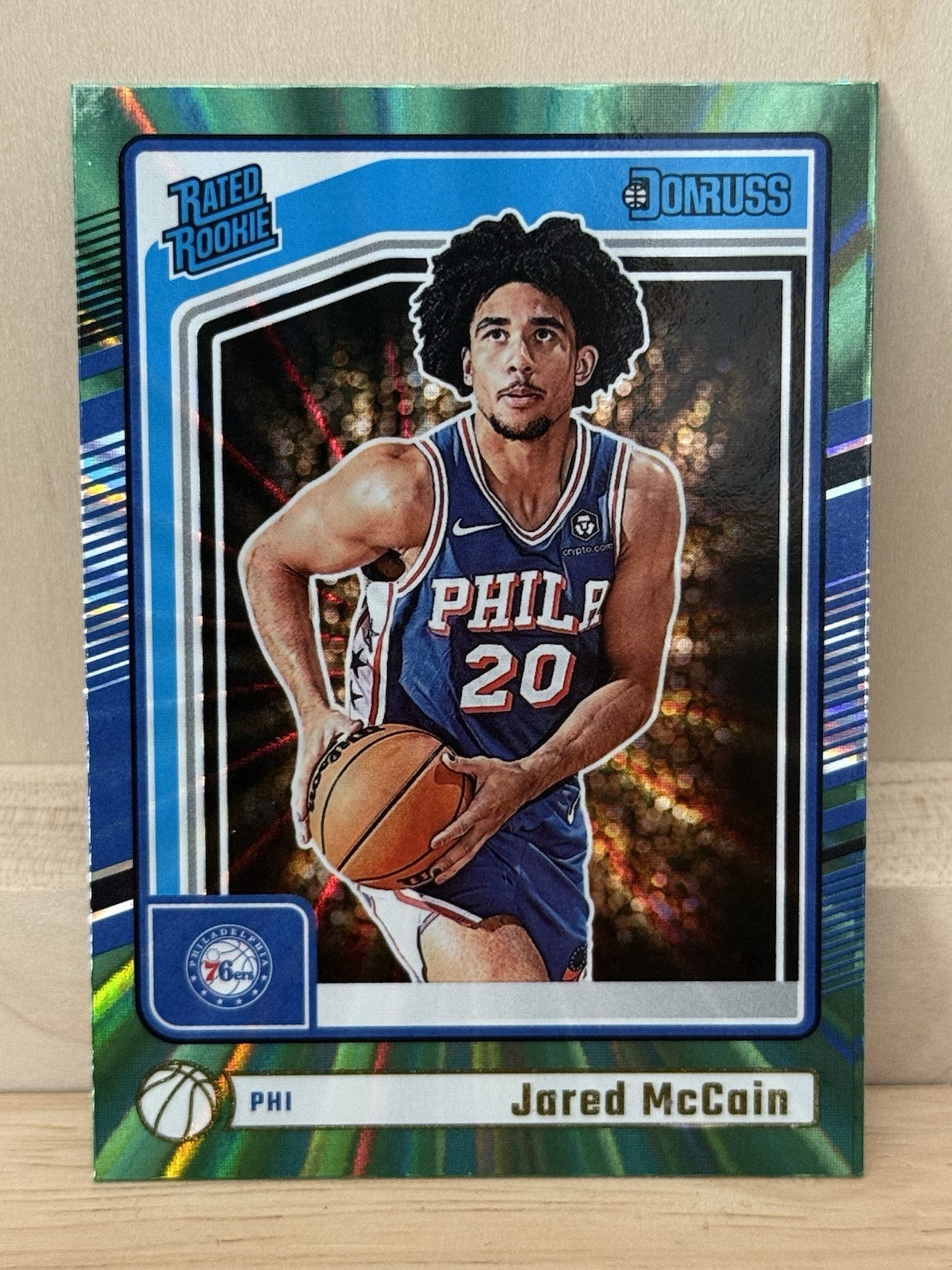 2024-25 Panini Donruss - Rated Rookie Jared McCain #228 Holo Green Laser (RC)