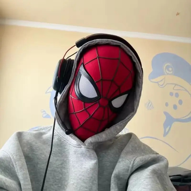 Spider-Man Adult Cosplay Mask with Magnetic Back Cover 3D Webbing Resin Faceshel