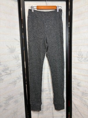 Aerie Pants Charcoal Gray Marled Waffle Knit High Waisted Button Joggers Medium