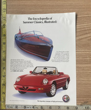 Alfa Romeo & Gar Wood Boats Summer Classics Vintage 1991 Print Advertisement
