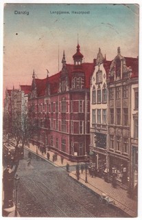 Postcard Danzig main post Langgasse field post 1916