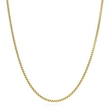 Cadena de caja redonda de oro amarillo de 18 quilates sobre plata de 1,7 mm (eslabones sólidos) 16"-24"