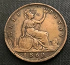 1860 Victoria Half Penny — photo from another recent sale