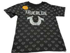 True Religion Kids Shirt Size 6 Black Short Sleeve Horseshoe Graphic Logo