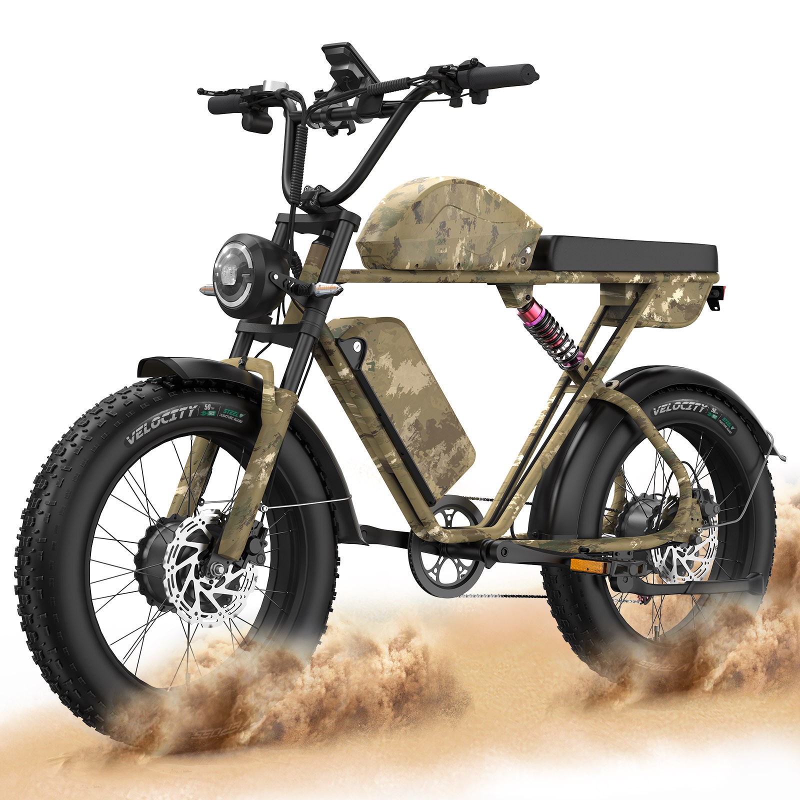 Bluvall K10 Doppio Motore E-Bike 52V 20Ah+23Ah 2000W 20" Fat Tire Mimetico