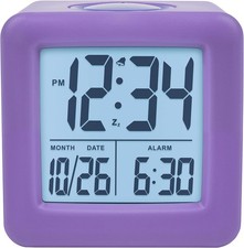 Digital Purple Soft Cube LCD Alarm Clock W/ Smart Light