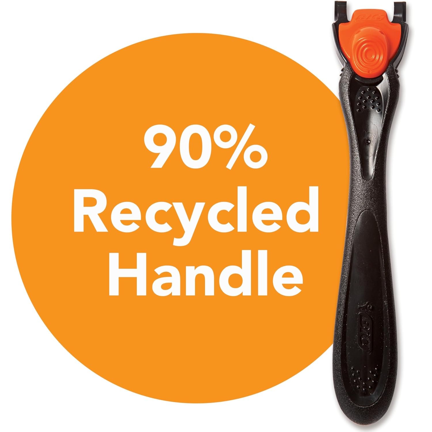 BIC Comfort 3 Refillable Three-Blade Razor 6 Count (Pack of 1), Black/Orange 