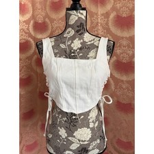 Altar d State White Denim Lace Up Crop Top Corset Style, Size S