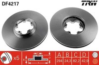 2X Bremsscheibe Vorne TRW DF4217 FÜR Ford Bremsscheiben Scheibenbremse