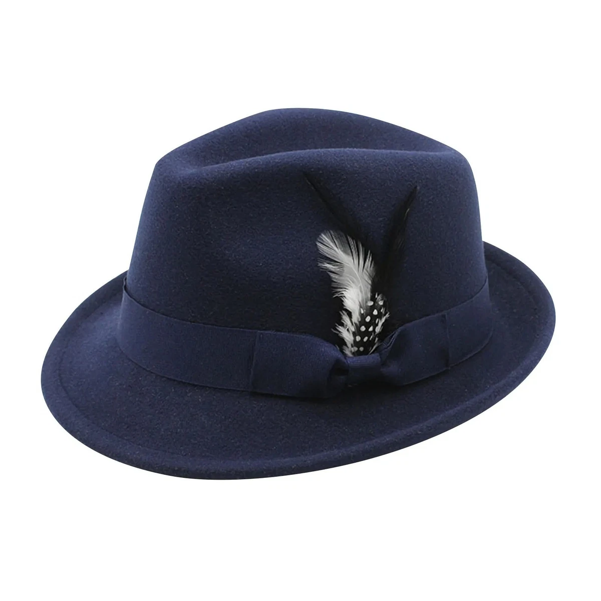 Clásico Sombreros Fedora para Hombres Mujeres Ala Corta Fieltro Pluma Sombrero Panamá Vestido Sombrero