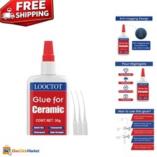 High-Strength Porcelain Repair Glue with Anti-Clog Cap - 30g Clear Adhesive
