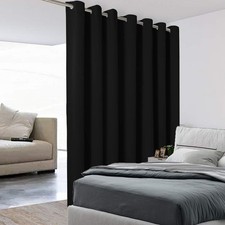 BONZER Extra Wide Room Divider Curtain Total Privacy Wall Noise Reducing Blac...